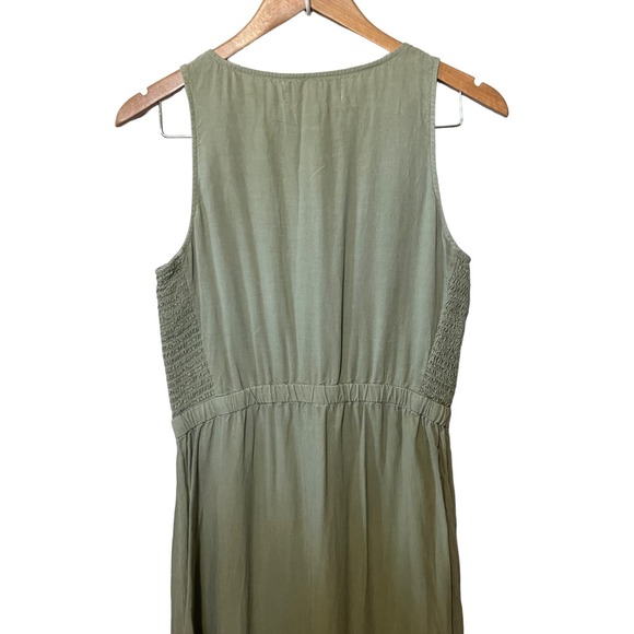 Cloth & Stone Dress Sleeveless Sage Tencel Button Midi Coastal Prairie XS - Picture 7 of 10